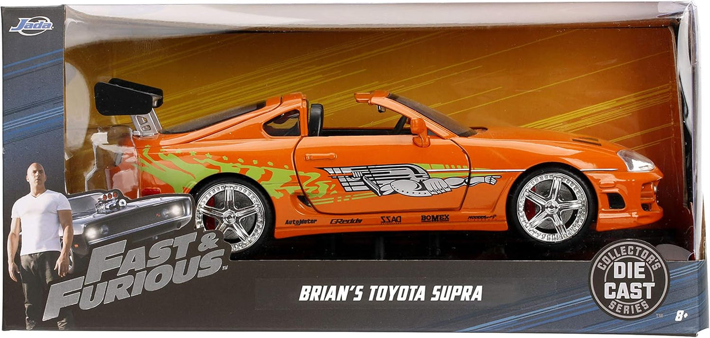 Toys Fast & Furious 1:24 Brian'S Toyota Supra Die-Cast Car, Toys for Kids and Adults, Orange (97168)