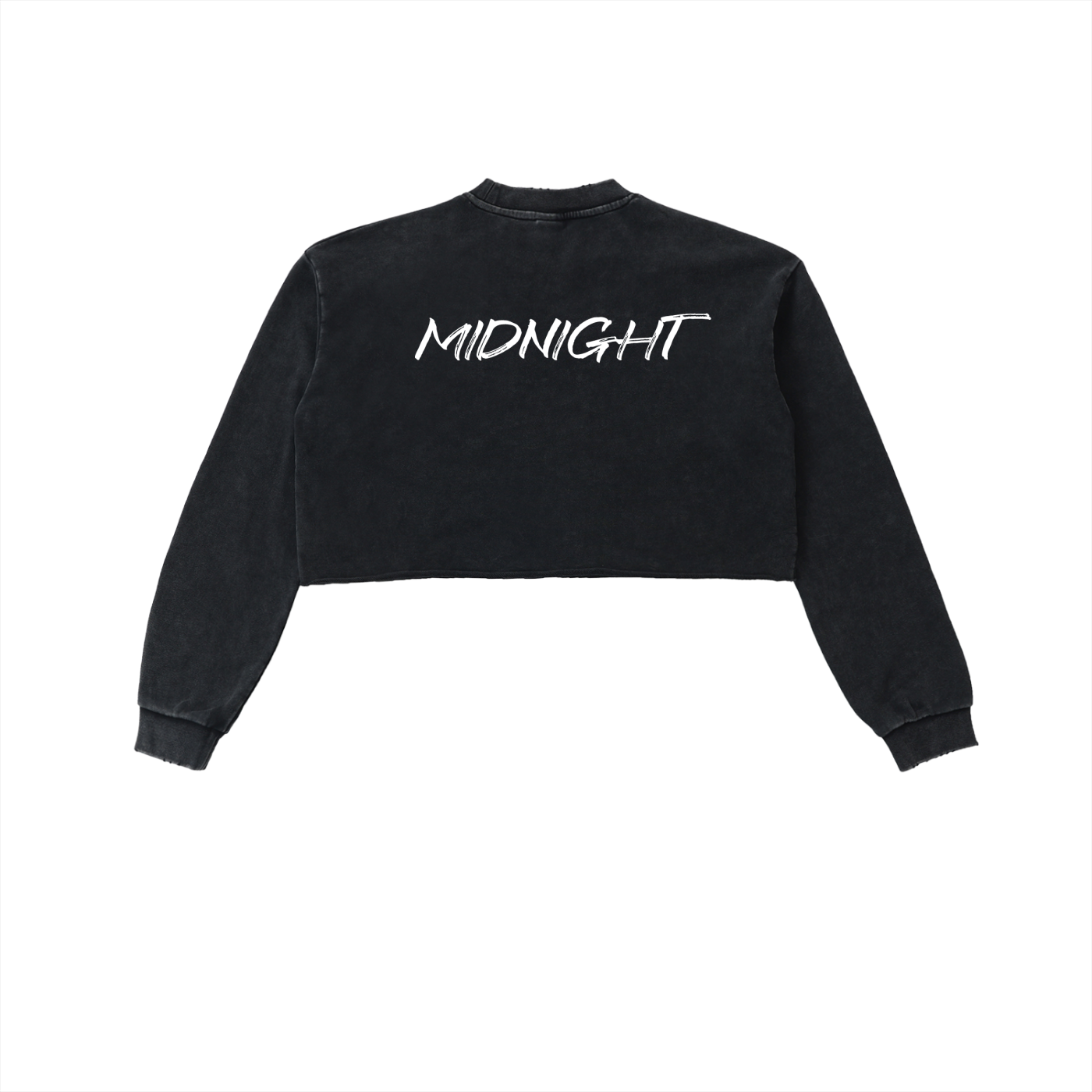 MIDNIGHT Snow Washed Raw Edge Cropped Sweatshirt