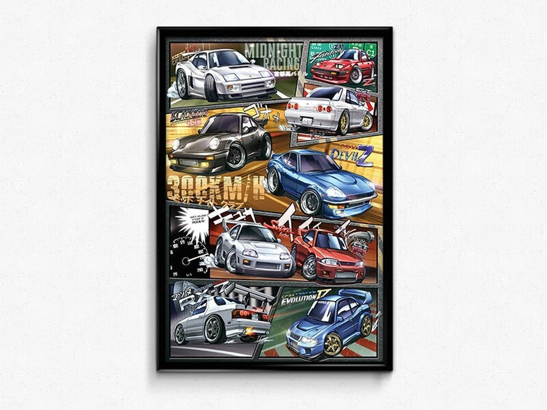Wangan Midnight Manga Styled Car Poster Print Wall Art Fanart Decor Anime Digital Illustration
