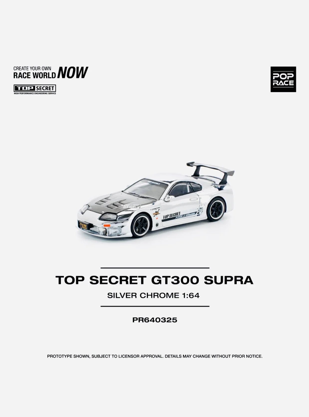 Factory Sealed Top Secret GT300 Supra Silver Chrome #325