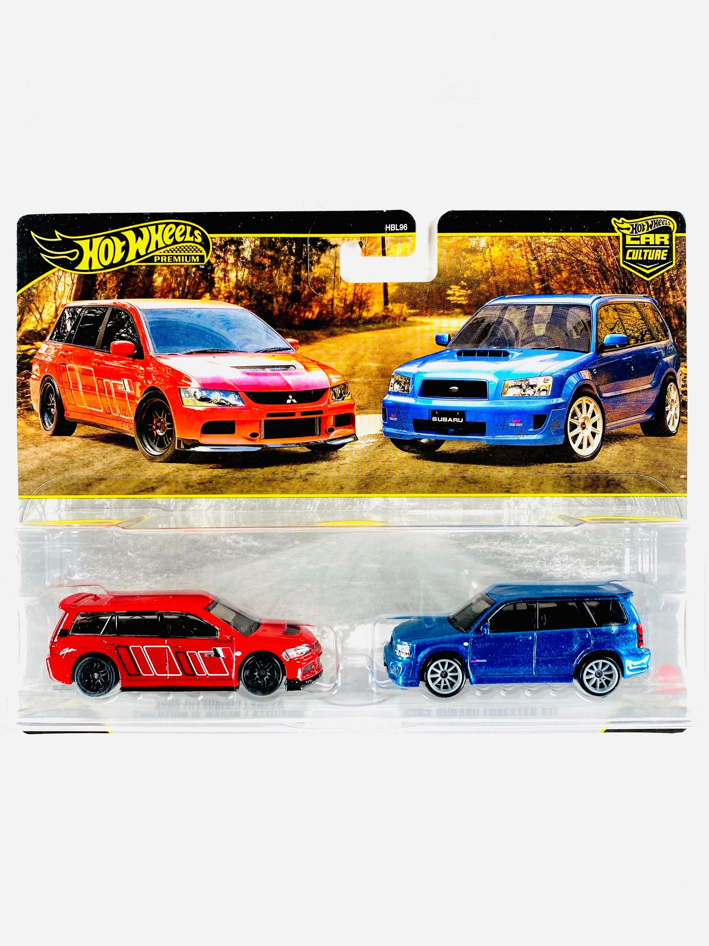 2026 Target Exclusive 2 Pack 2005 Mitsubishi Lancer Evolution IX Wagon & 2004 Subaru Forester STI - Damaged Card