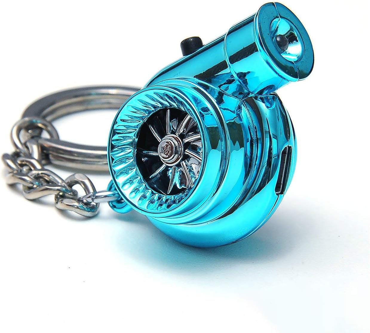 Rechargeable Electric Electronic Turbo Keychain with Sounds + LED! - Blue NEW Version 5 (V5)
