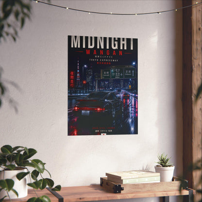 Midnight Wangan Porsche Poster | Porsche 911 Turbo Wall Art | Tokyo Expressway Print | Japanese Night Drive Decor | JDM Car Poster Gift