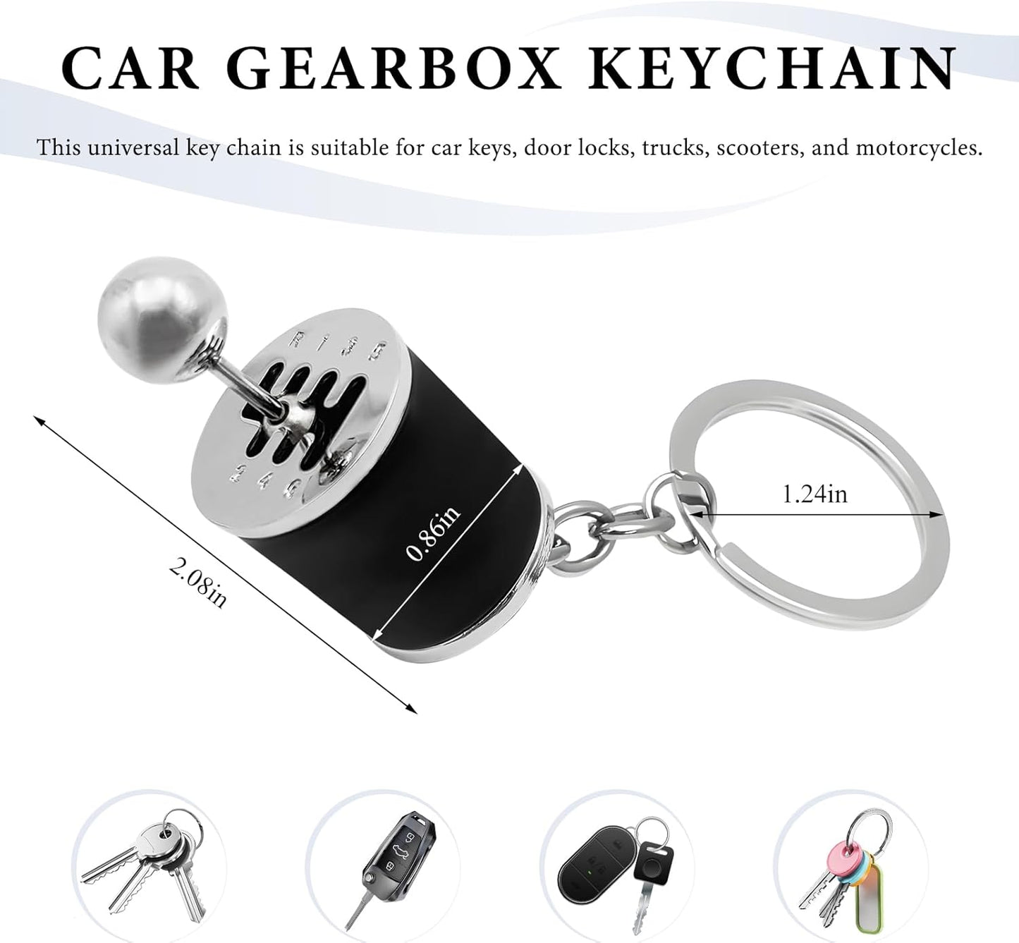 Car Gearbox Keychain, Six Speed Auto Gearbox Shifter Keychain, Creative Manual Transmission Shift Lever Keyring (Black)