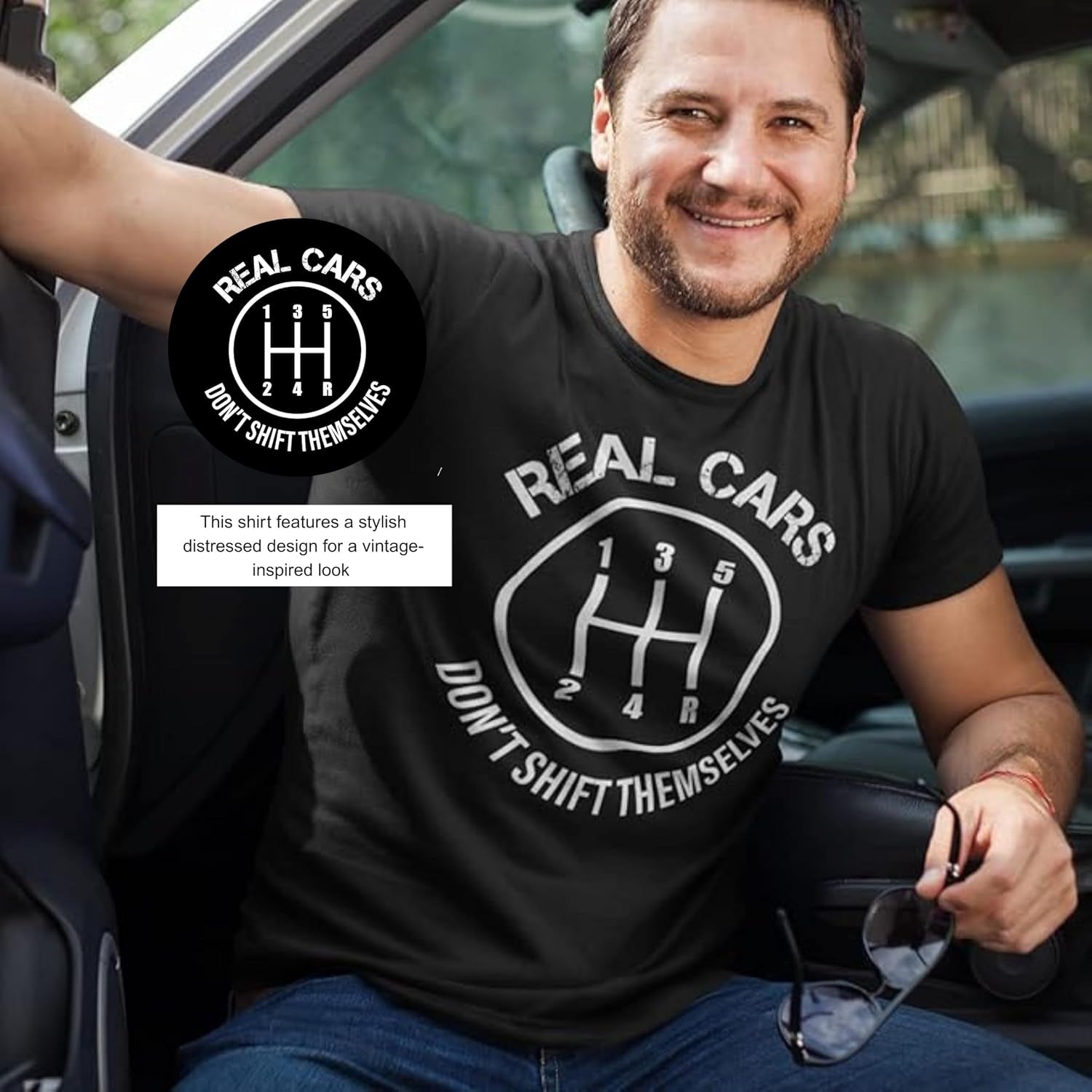 Real Cars Don'T Shift Themselves Shirt | Funny Car Tshirts Mens Racing Shirts Automotive Tshirts Mechanic Gifts for Men