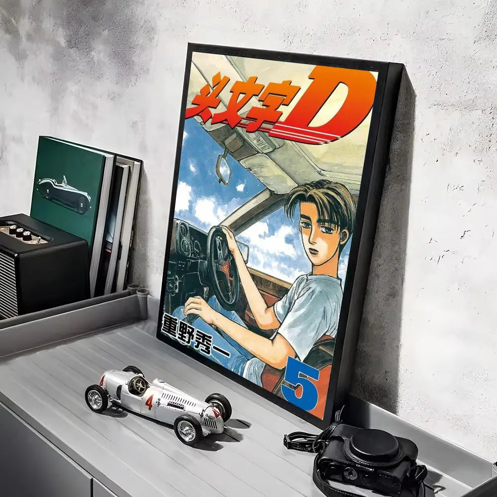 Anime Car I_Initial D Movie Poster Decorative Wall Art Stickers Mural Photo Print for Home Living Room Hallway Decor Gift