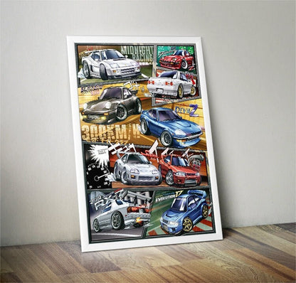 Wangan Midnight Manga Styled Car Poster Print Wall Art Fanart Decor Anime Digital Illustration