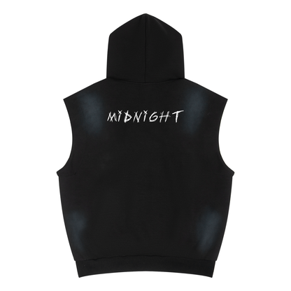 MIDNIGHT Unisex Vintage Wash Sun Fade Sleeveless Hoodie