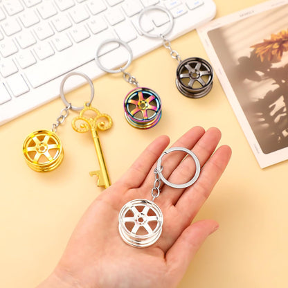 4 Pcs Turbo Keychain Car Lovers Key Chain for Men Auto Parts Metal Turbo Key Chain Mini Wheel Hub Keychain Turbocharged Automotive Accessories for Father'S Gift Men Car Lover