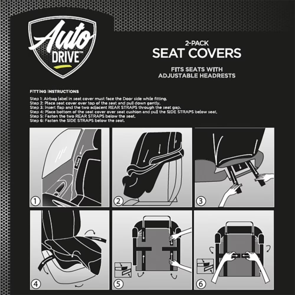 Broadcast Polyester Car Seat Cover, 2-Pack, 211659, Fits Most Vehicles