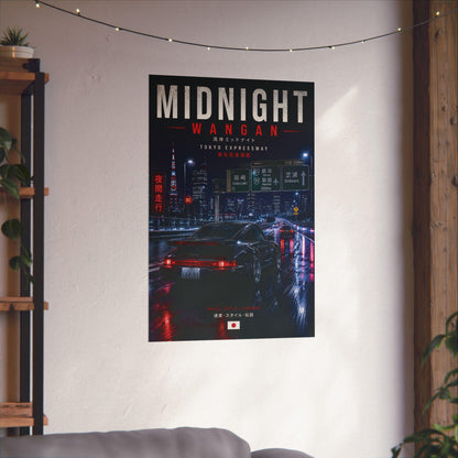 Midnight Wangan Porsche Poster | Porsche 911 Turbo Wall Art | Tokyo Expressway Print | Japanese Night Drive Decor | JDM Car Poster Gift