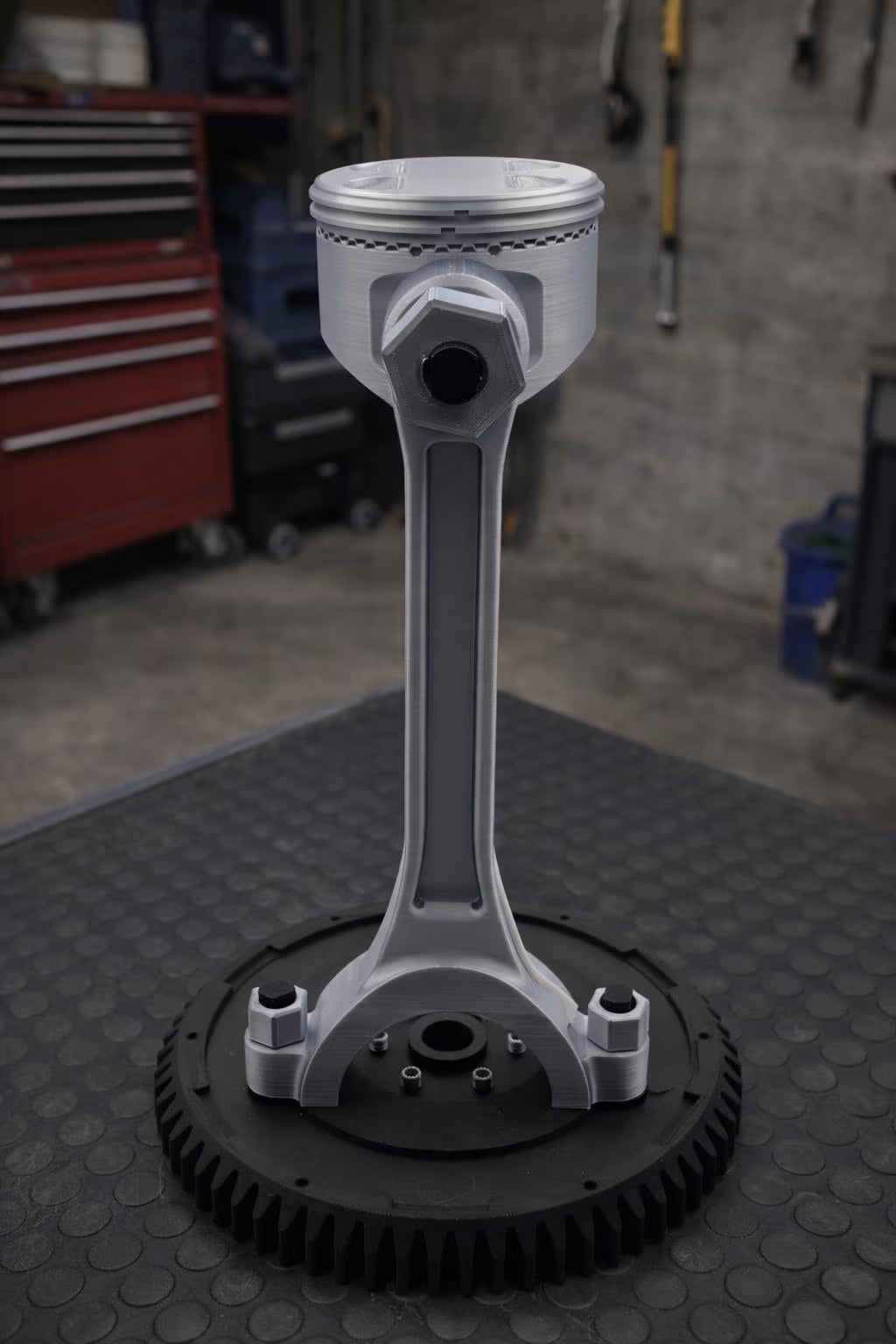Engine Piston Desk Lamp | Industrial Automotive Office Light, Color Changing LED