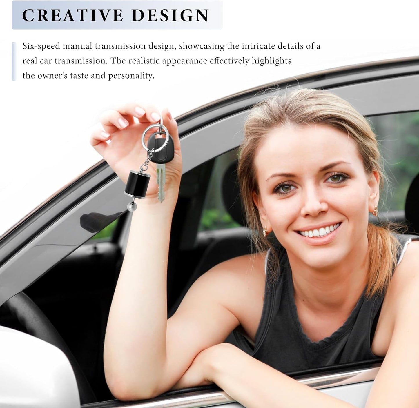 Car Gearbox Keychain, Six Speed Auto Gearbox Shifter Keychain, Creative Manual Transmission Shift Lever Keyring (Black)