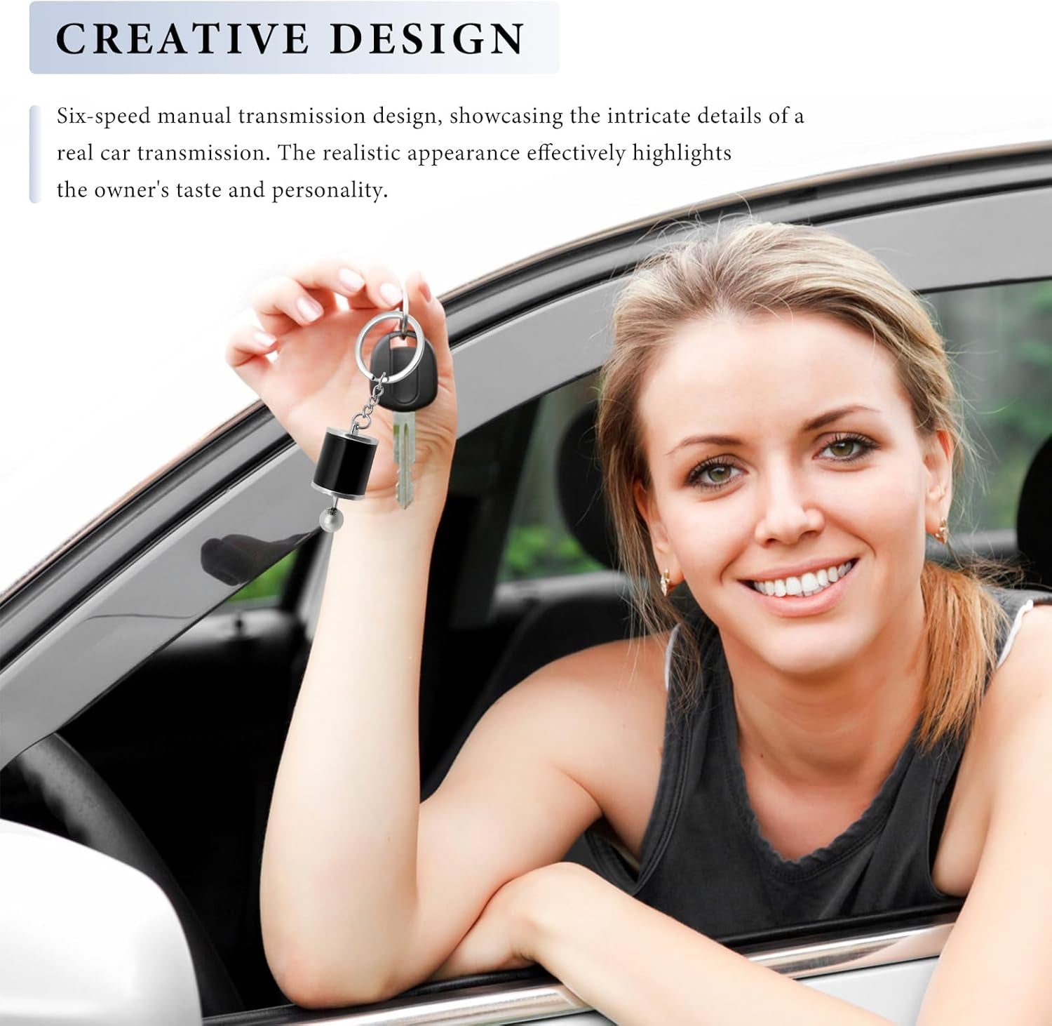 Car Gearbox Keychain, Six Speed Auto Gearbox Shifter Keychain, Creative Manual Transmission Shift Lever Keyring (Black)