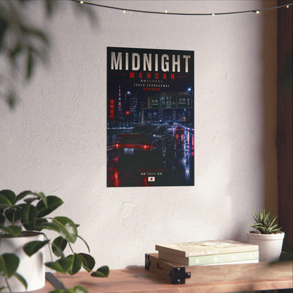 Midnight Wangan Porsche Poster | Porsche 911 Turbo Wall Art | Tokyo Expressway Print | Japanese Night Drive Decor | JDM Car Poster Gift