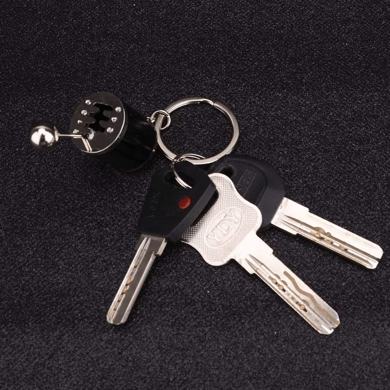 5 Pcs Car Parts Model Key Chains, Colorful Turbo Keychain, Black Manual Gearbox Keychain, Colorful Tire Rim Key Chain, Blue Brake Rotor Key Chain, Red Spring Shock-Absorber Keychains