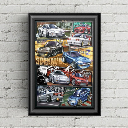 Wangan Midnight Manga Styled Car Poster Print Wall Art Fanart Decor Anime Digital Illustration