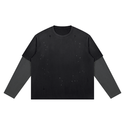 MIDNIGHT Unisex Vintage Wash Distressed Layer T-Shirt