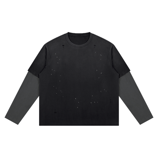 MIDNIGHT Unisex Vintage Wash Distressed Layer T-Shirt