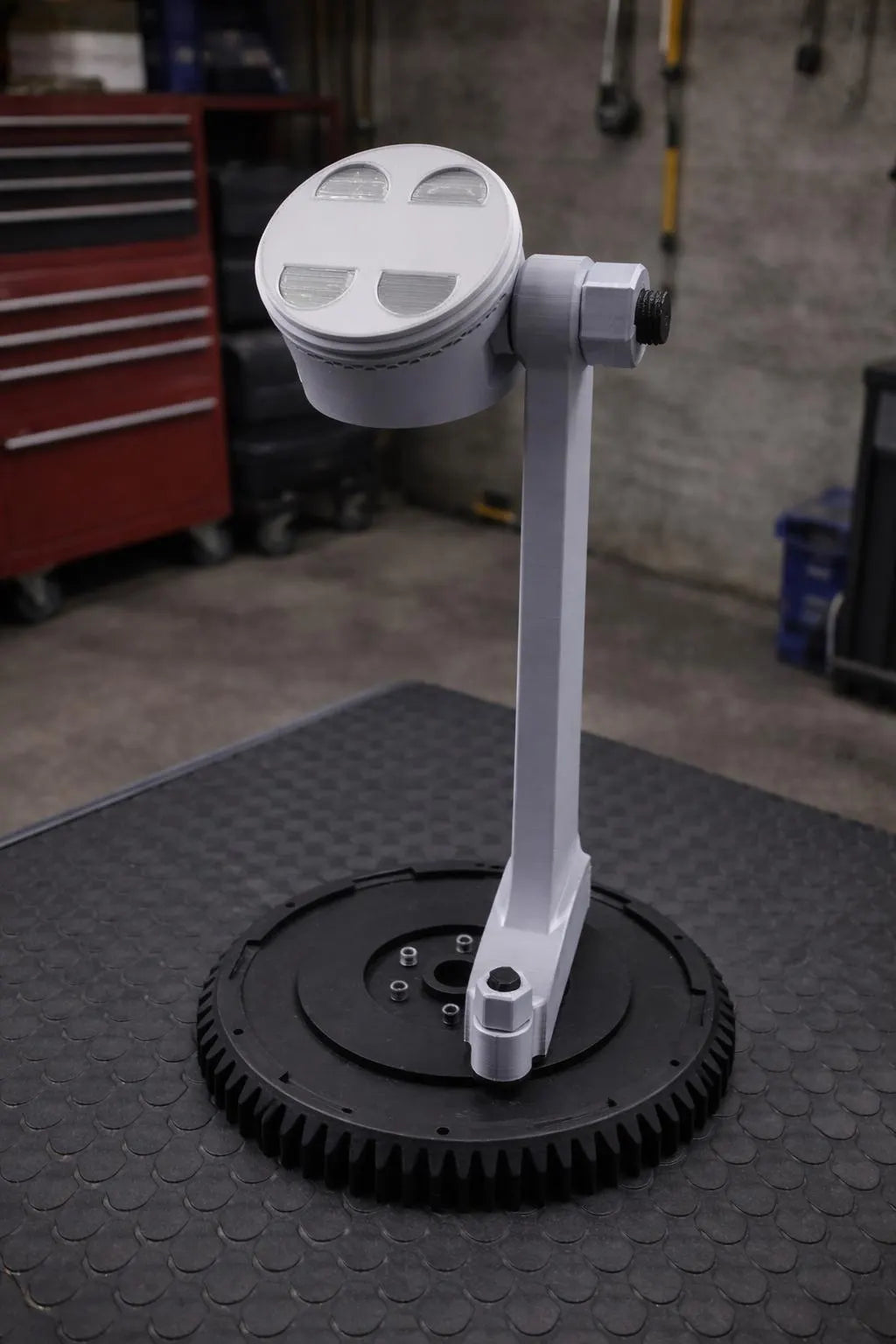 Engine Piston Desk Lamp | Industrial Automotive Office Light, Color Changing LED