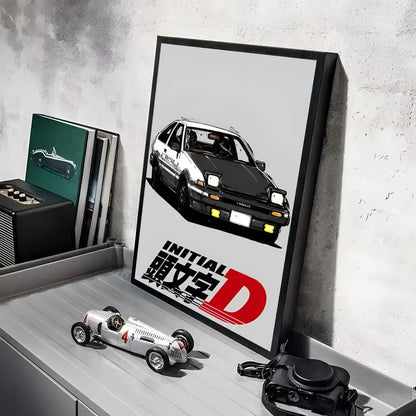 Anime Car I_Initial D Movie Poster Decorative Wall Art Stickers Mural Photo Print for Home Living Room Hallway Decor Gift