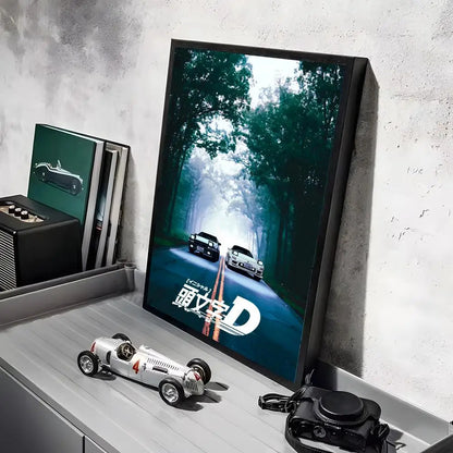 Anime Car I_Initial D Movie Poster Decorative Wall Art Stickers Mural Photo Print for Home Living Room Hallway Decor Gift