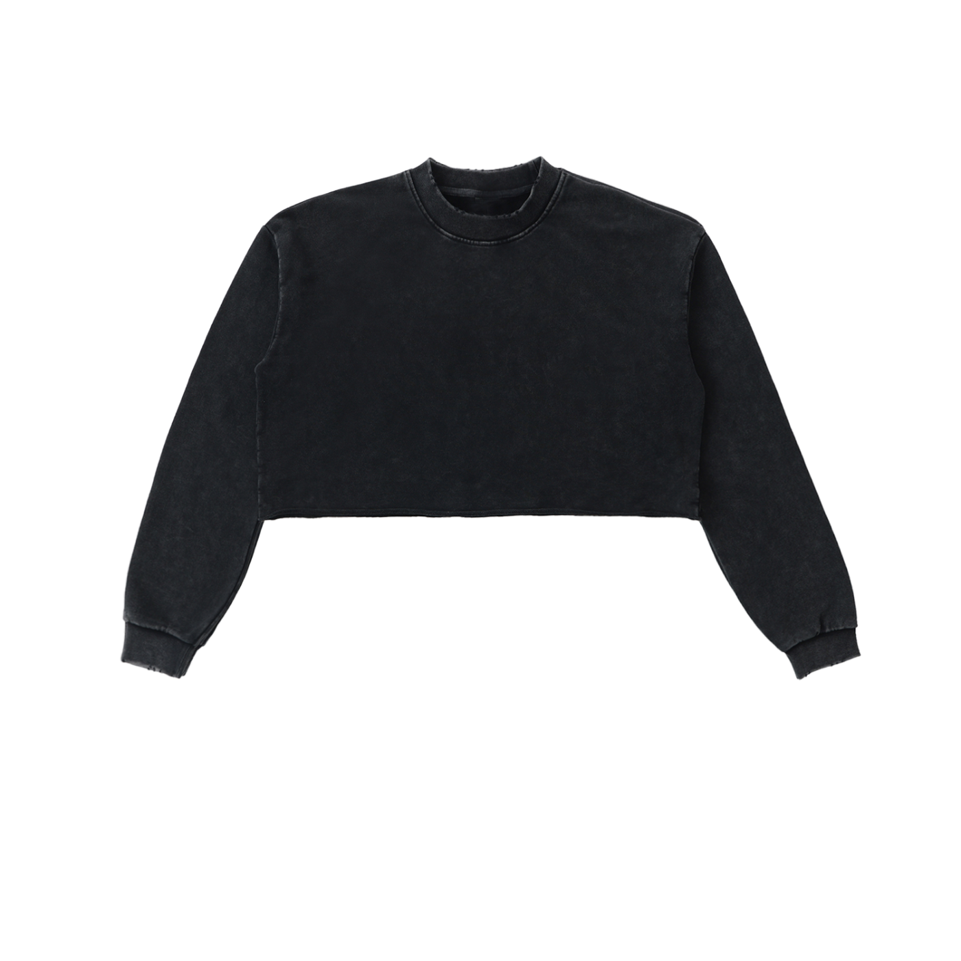 MIDNIGHT Snow Washed Raw Edge Cropped Sweatshirt