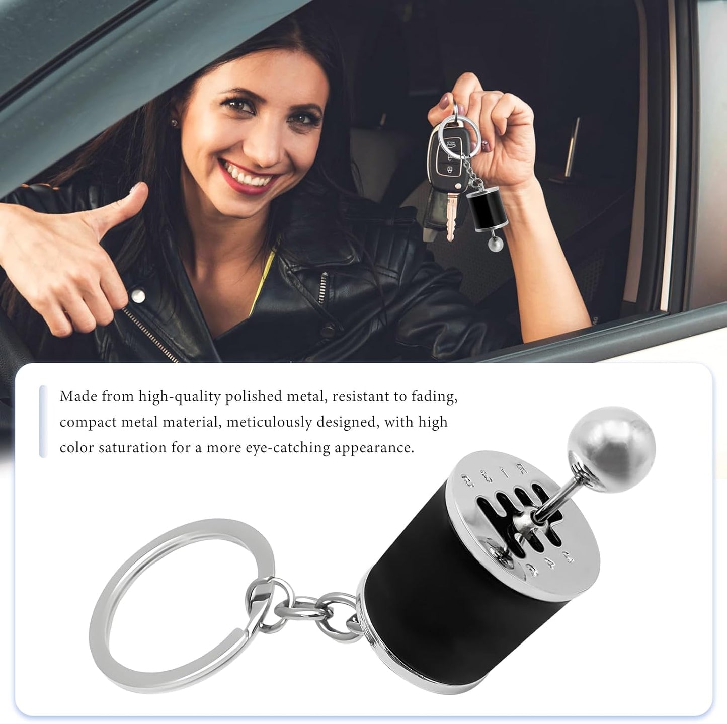 Car Gearbox Keychain, Six Speed Auto Gearbox Shifter Keychain, Creative Manual Transmission Shift Lever Keyring (Black)
