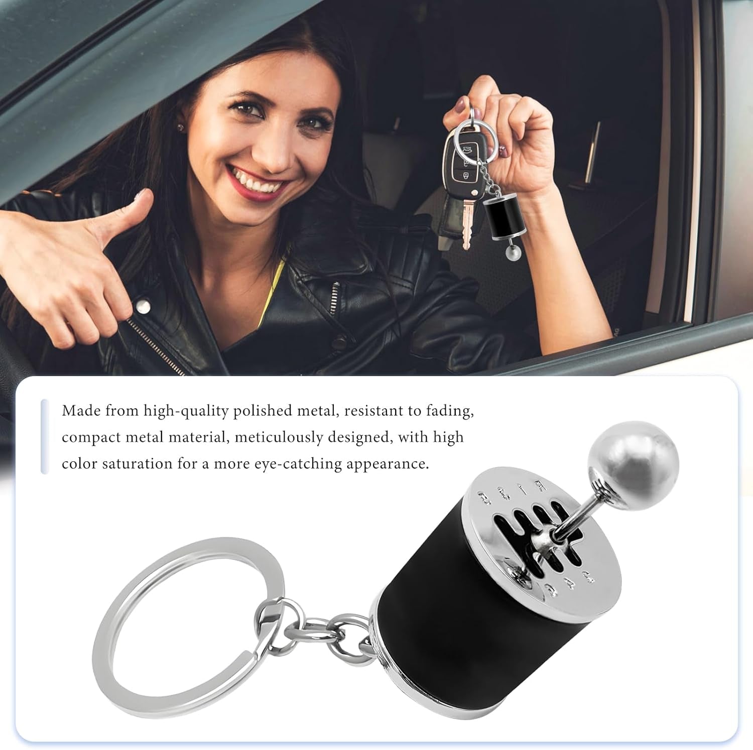 Car Gearbox Keychain, Six Speed Auto Gearbox Shifter Keychain, Creative Manual Transmission Shift Lever Keyring (Black)