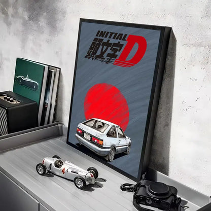 Anime Car I_Initial D Movie Poster Decorative Wall Art Stickers Mural Photo Print for Home Living Room Hallway Decor Gift