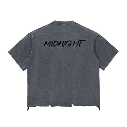MIDNIGHT Snow Wash Raw-Hem Boxy T-shirt