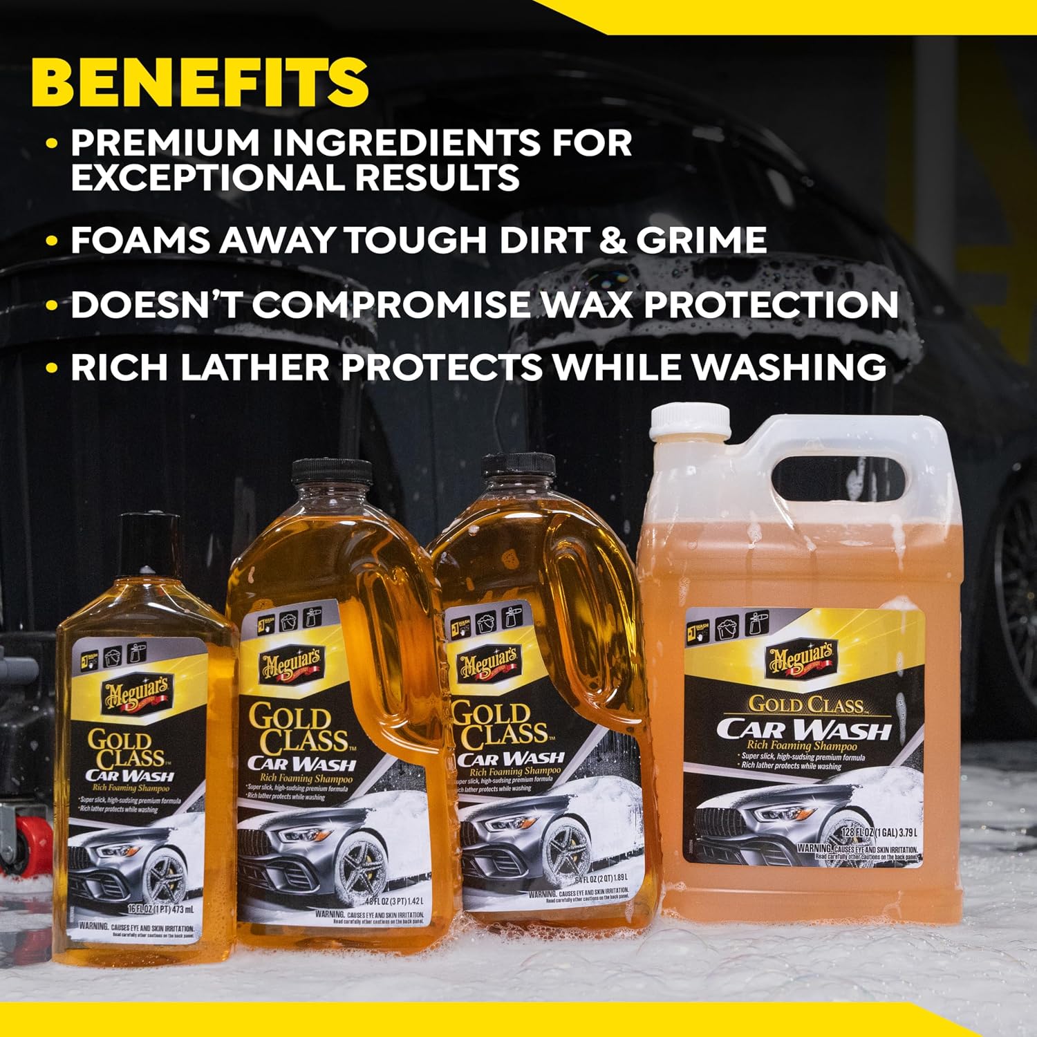 Meguiar'S Gold Class Car Wash – Premium Foaming Car Wash Soap, High Gloss Finish, Safe for Clear Coats, Deep Cleans without Removing Waxes, Car Detailing Supplies for Cars, Trucks & Suvs – 1 Gal