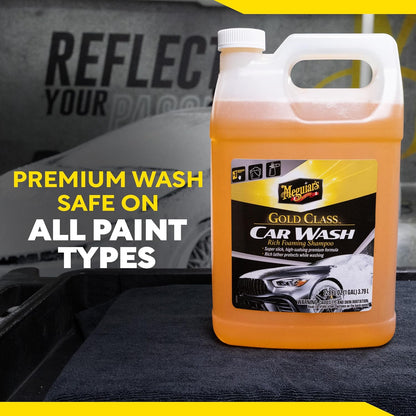 Meguiar'S Gold Class Car Wash – Premium Foaming Car Wash Soap, High Gloss Finish, Safe for Clear Coats, Deep Cleans without Removing Waxes, Car Detailing Supplies for Cars, Trucks & Suvs – 1 Gal