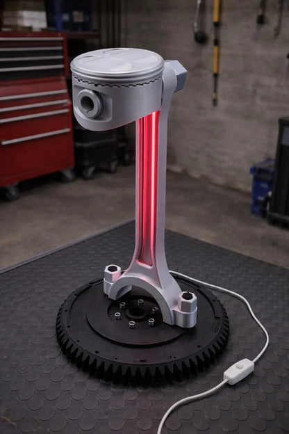 Engine Piston Desk Lamp | Industrial Automotive Office Light, Color Changing LED