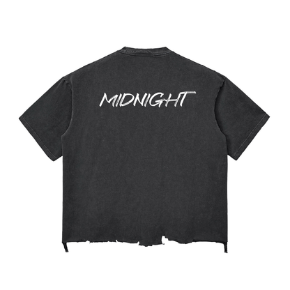 MIDNIGHT Snow Wash Raw-Hem Boxy T-shirt