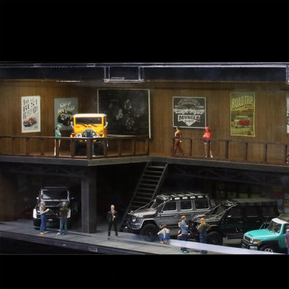 1/64 Scale Display Case with LED Light – Container Box Style Garage Diorama Compatible with Hot Wheels Matchbox Mini GT Diecast Cars, for Model Car Display and Storage Stackable