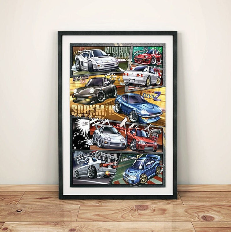Wangan Midnight Manga Styled Car Poster Print Wall Art Fanart Decor Anime Digital Illustration