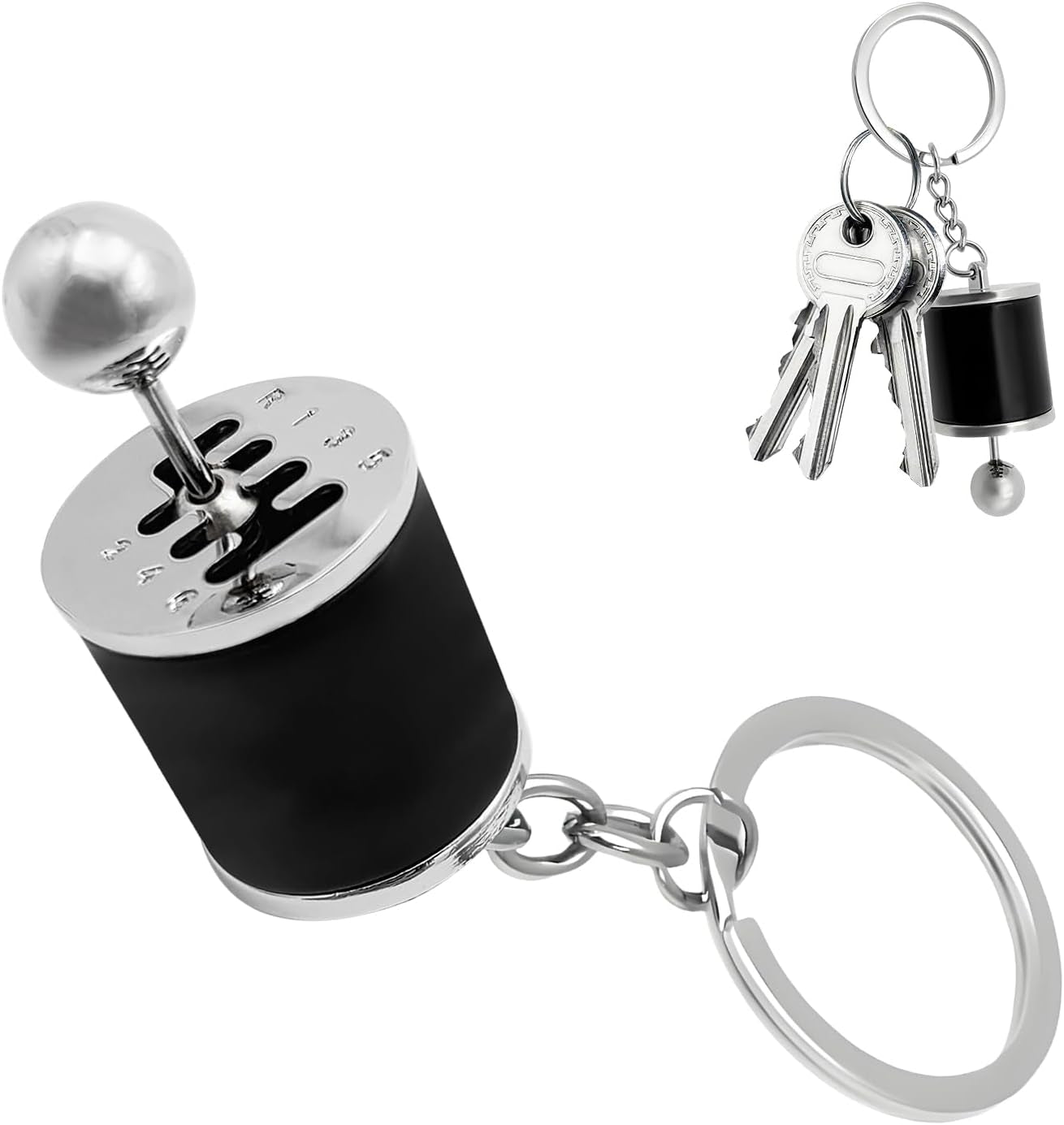 Car Gearbox Keychain, Six Speed Auto Gearbox Shifter Keychain, Creative Manual Transmission Shift Lever Keyring (Black)
