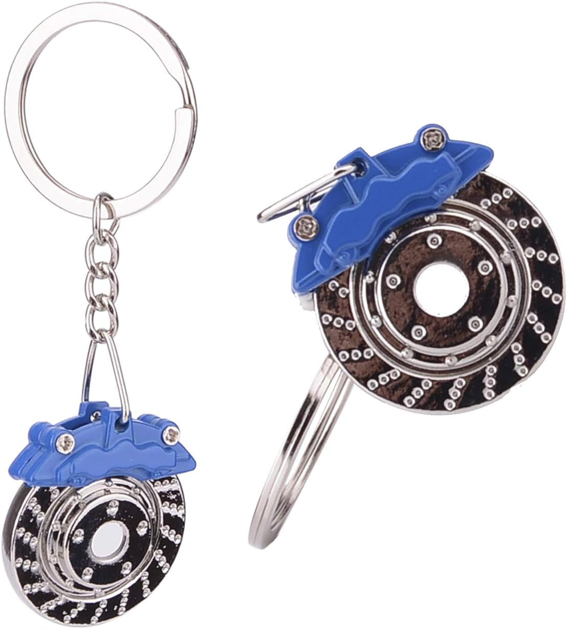 5 Pcs Car Parts Model Key Chains, Colorful Turbo Keychain, Black Manual Gearbox Keychain, Colorful Tire Rim Key Chain, Blue Brake Rotor Key Chain, Red Spring Shock-Absorber Keychains