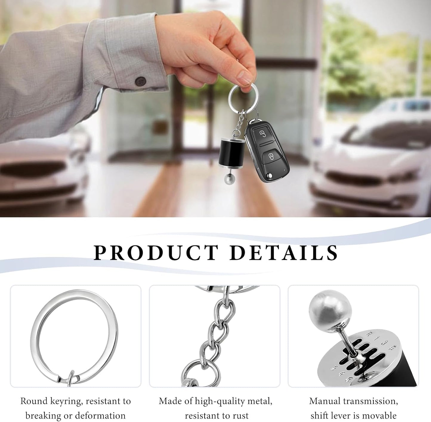 Car Gearbox Keychain, Six Speed Auto Gearbox Shifter Keychain, Creative Manual Transmission Shift Lever Keyring (Black)