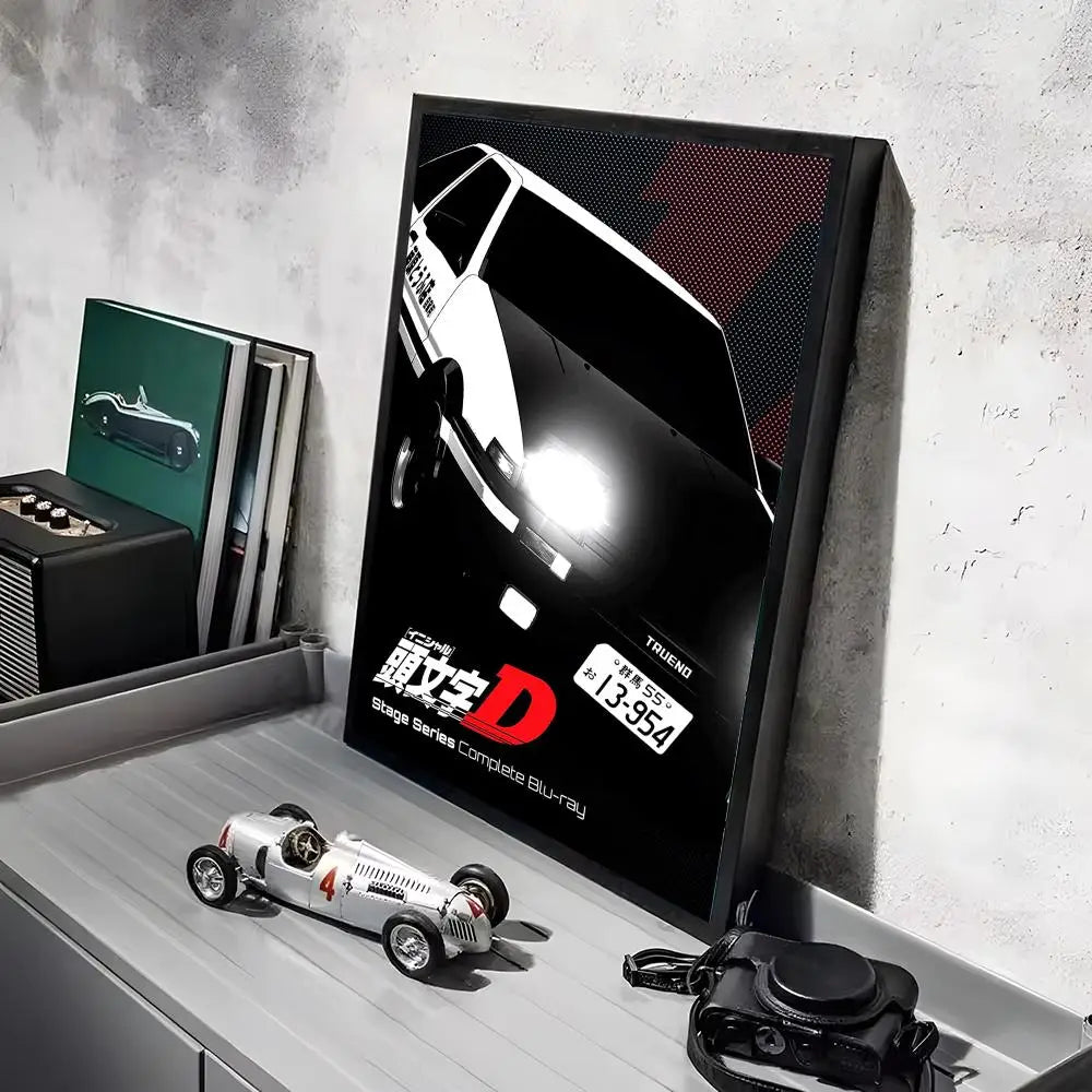 Anime Car I_Initial D Movie Poster Decorative Wall Art Stickers Mural Photo Print for Home Living Room Hallway Decor Gift