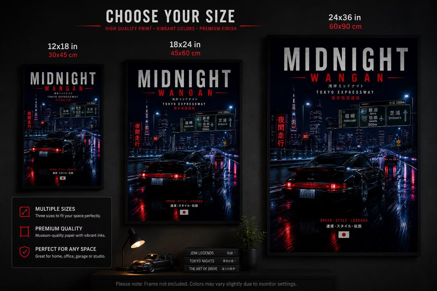 Midnight Wangan Porsche Poster | Porsche 911 Turbo Wall Art | Tokyo Expressway Print | Japanese Night Drive Decor | JDM Car Poster Gift