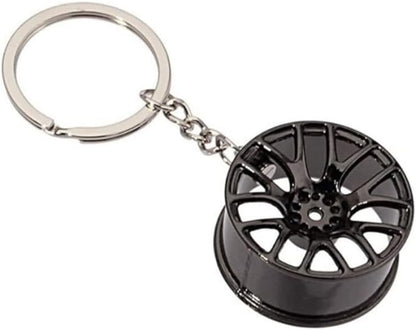 (4Pcs) Car Lovers Key Chain Set - Manual Gear Shifter Whee Rim Turbo Brake Disc Keychain Automotive Accessories Auto Vehicle Enthusiast Gift Set Car Truck Bike Car Parts Keyring, Black