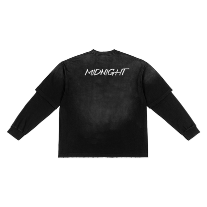MIDNIGHT Sunfade Hand-Frayed Faux Two-Piece T-Shirt