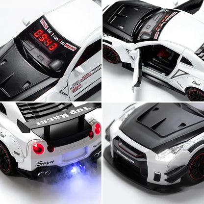 Rechargeable Alarm Clock LED Digital Display Remote Control Car Clock with Engine Sound Exhaust Light Home Desk Decor