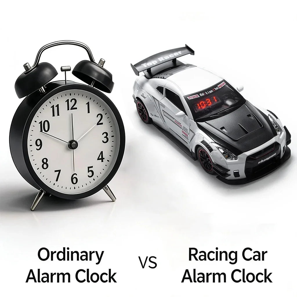 Rechargeable Alarm Clock LED Digital Display Remote Control Car Clock with Engine Sound Exhaust Light Home Desk Decor