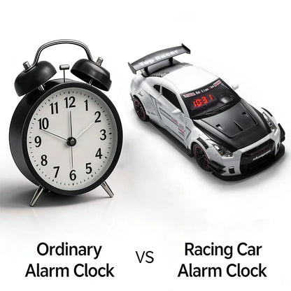 Rechargeable Alarm Clock LED Digital Display Remote Control Car Clock with Engine Sound Exhaust Light Home Desk Decor