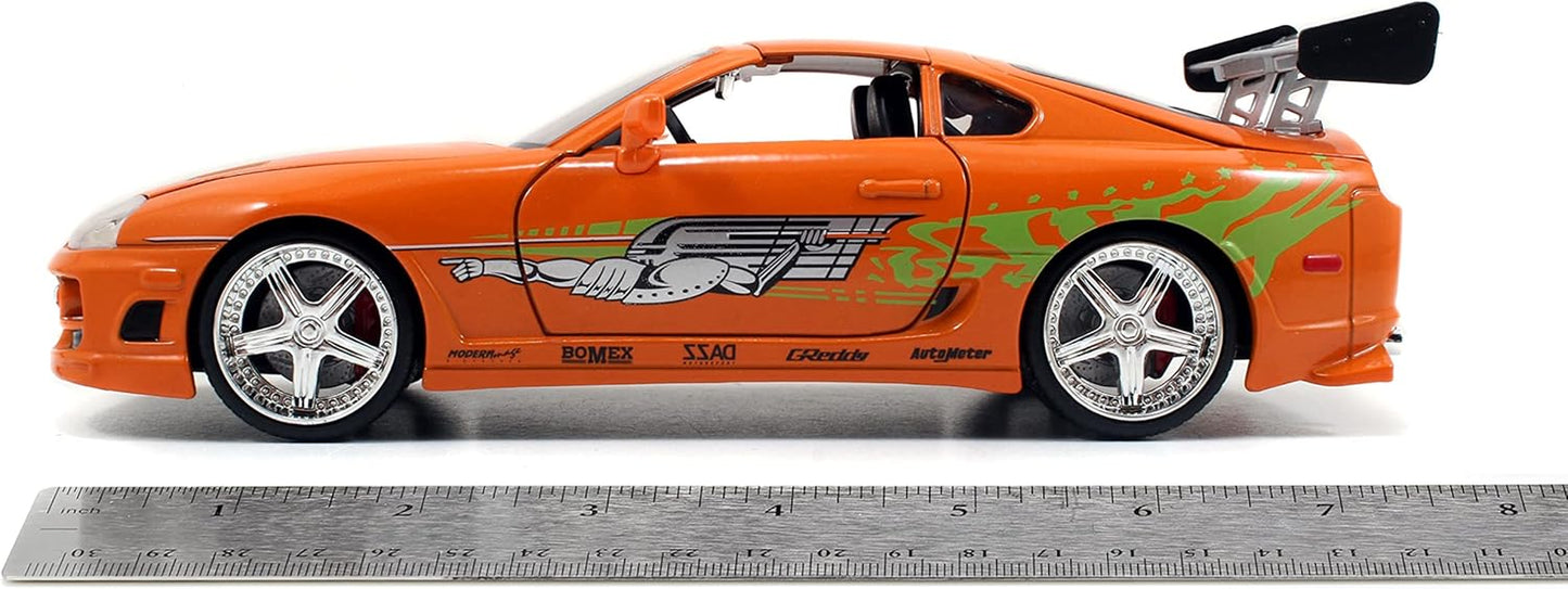 Toys Fast & Furious 1:24 Brian'S Toyota Supra Die-Cast Car, Toys for Kids and Adults, Orange (97168)