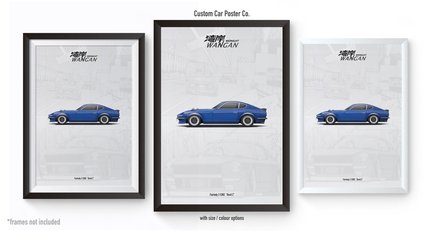 Devil Z Fairlady S30Z Poster Art - Wangan Midnight Anime